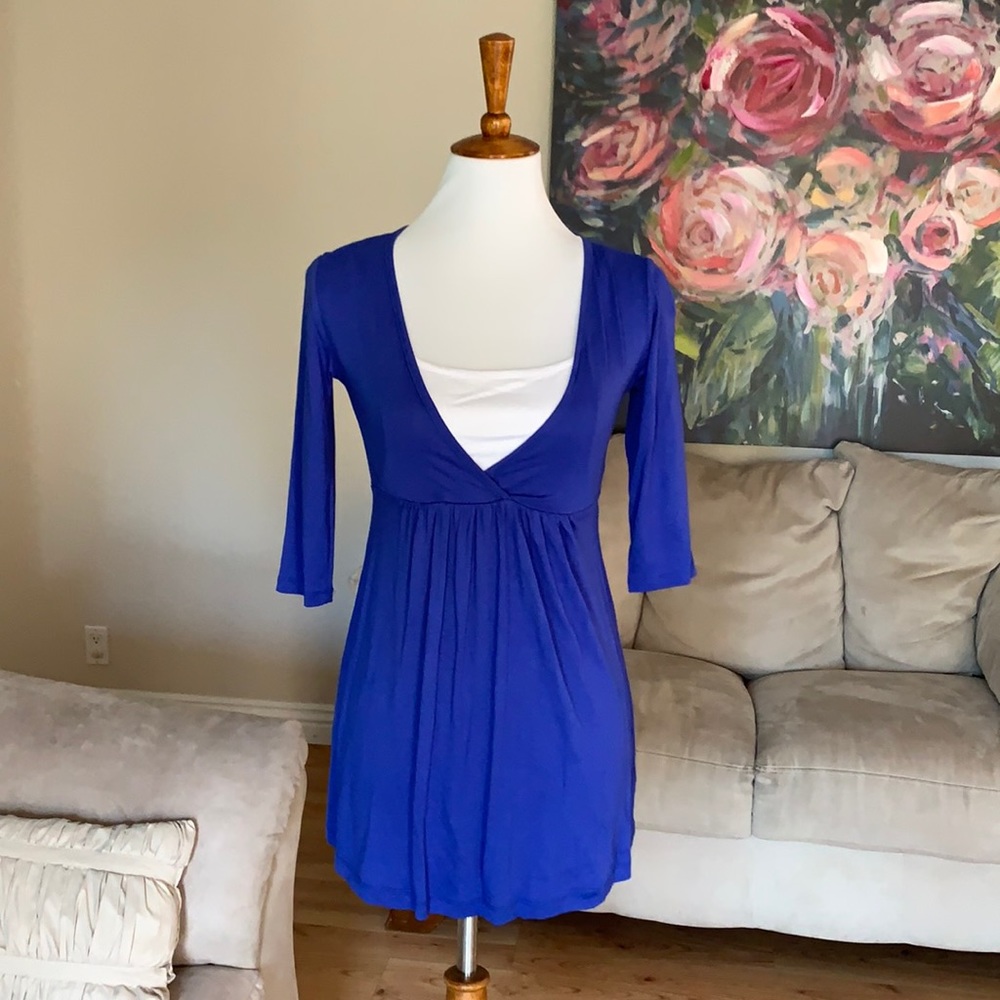 Blue white empire waist nursing breastfeeding top